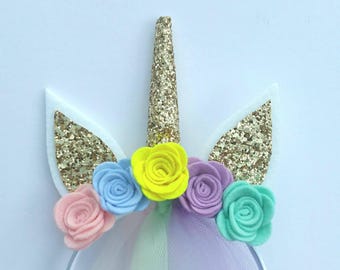 SALE...Unicorn headband... Birthday unicorn headband...unicorn horn...Birthday party favors...felt unicorn headband