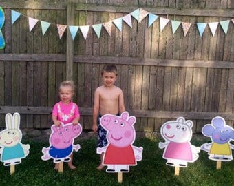 Peppa Pig Character Signs, Party Prop, Cut-outs, kids characters