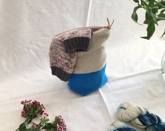 CARIBBEAN BLUE (small) - Knitting project bag / Zipper project bag / Zipper pouch / Project bag / Project bag for knitting