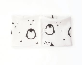 Snood scarf neck baby / child - organic cotton - model penguins