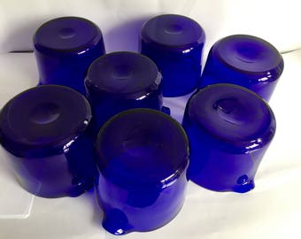 Cobalt blue Georgian glass rinsers x7 bristol blue glass for interior designers