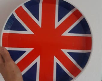 Vintage Tin Tray Round Union Jack Retro Tray from the Sex Pistols Era in the 70s London Calling