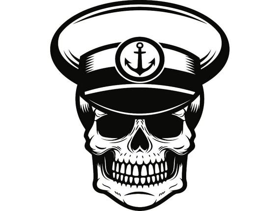 Download Captain Skull 3 Nautical Hat Naval Sailor Navy Ship Boat Cap