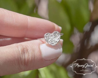 Heart ring, rose ring, romantic ring, heart with rose, pure silver ring, handmade ring, made in Italy, nichel free, birthday gift, wedding