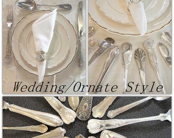 Mismatched flatware, flatware se, silverware set, flatware set, flatware service for 4 up to 300, wedding silverware, mix and match