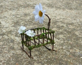 Miniature Baby Crib - Fairy Babies, Mini Baby, Dollhouse Babies, Fairy Furniture, Faerie Miniatures, Gift for Women, Fairies, Baby Shower