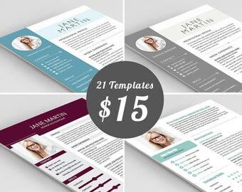 Resume Template Bundle - 21 Professional CV Templates | Modern & Creative | Boutique Style | MS Office | + Free Job Tools