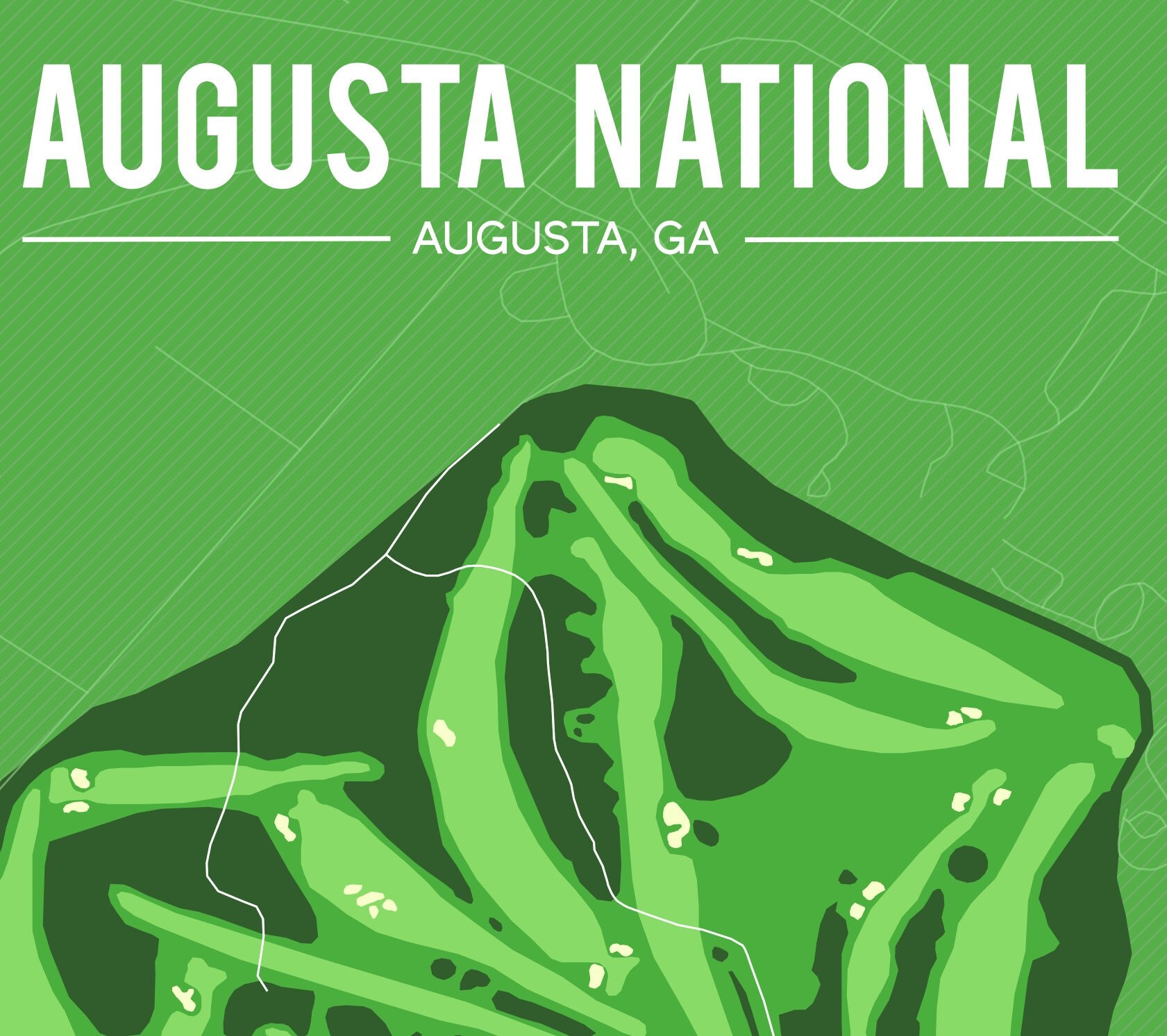 Augusta National Golf Club Course Map Golf print Augusta