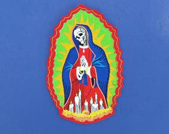 Skull patch, our lady of guadalupe patch