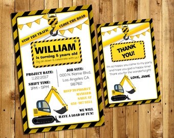 Construction Birthday Invitation, Dump Truck, Construction Theme, Under Construction, Dump Everything, Boy Birthday | MCO_1