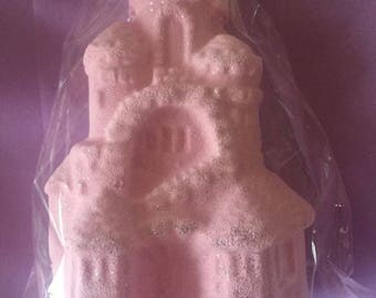 Fairy Tale Castle bath bomb - with hidden charm in each half.