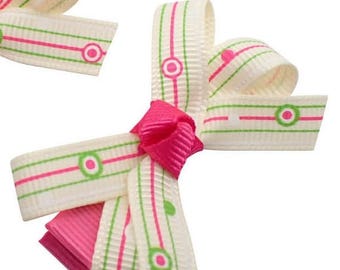 2Pc Toddler hair clips girls hair bows baby girls hair clips hot pink cream hair bow girls bow hair clip kids hair accessory girls bow clips