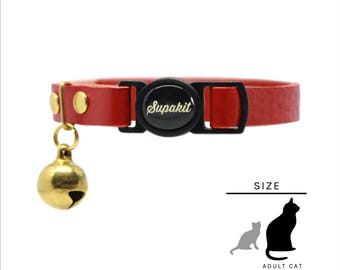 Cat Collar - Leather Cat Collar - Cat Collar Breakaway - Cute Cat Collar - Cat Lover Gift - "Scarlet" // PRIMARY collection