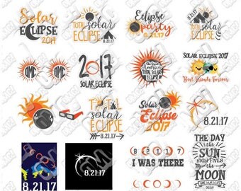 Solar Eclipse 2017 SVG Bundle svg dxf eps jpeg format layered cutting file clipart screen print die cut decal vinyl cutter cricut silhouette