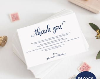 Navy Wedding Thank You Card Printable - Editable Wedding Thank you - Wedding Table Thank You Card - Downloadable wedding #WDH812297