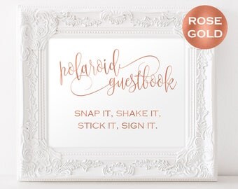Polaroid Wedding Guestbook Sign Template - Photo Guestbook Sign - Wedding guest book - Rose Gold Wedding - Downloadable wedding #WDH878PL83