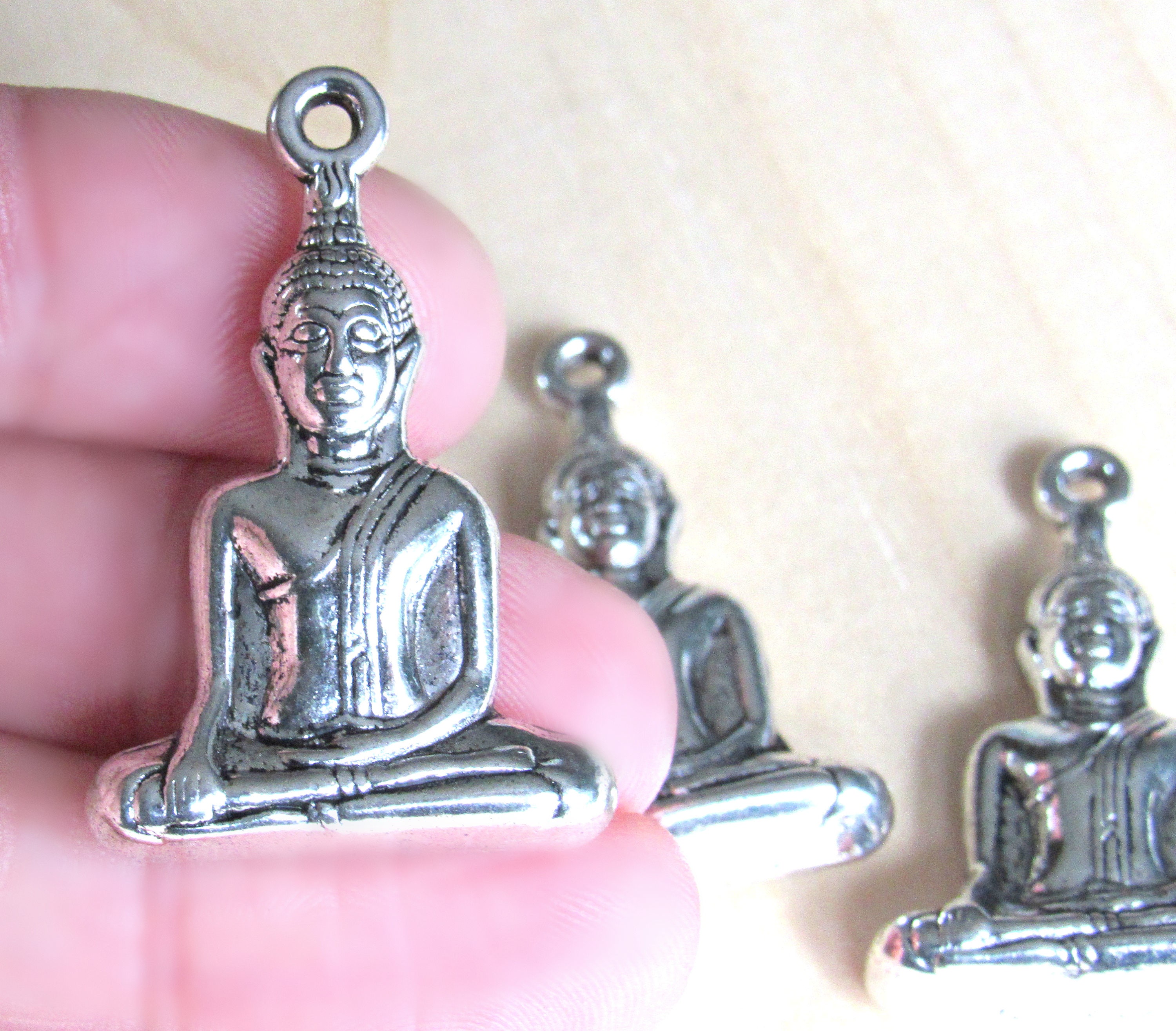 Buddha Pendant set of 2 sitting buddha pendant buddha