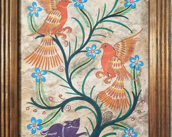 Mexican Folk Art Amate Painting Set