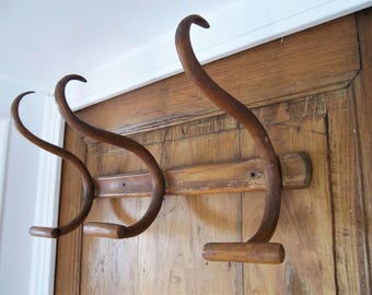 Vintage Hat & Coat Hooks ,Wooden Coat hooks, Coat rack - Patère en bois