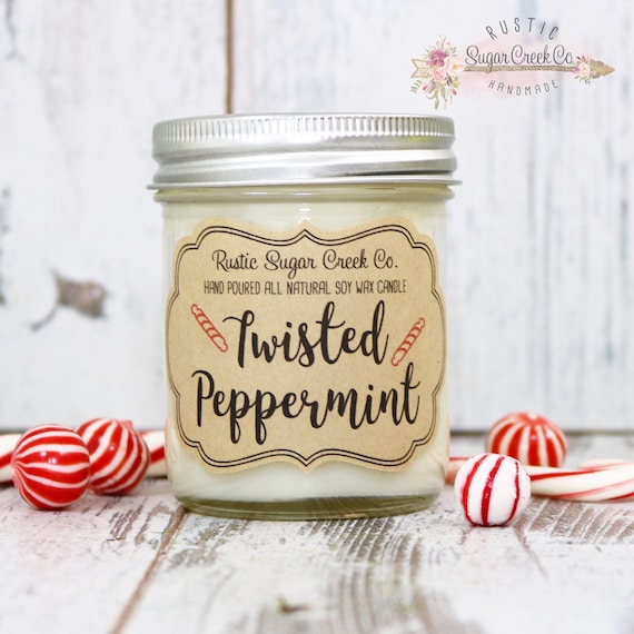 Twisted Peppermint Scented Candle by RusticSugarCreekCo