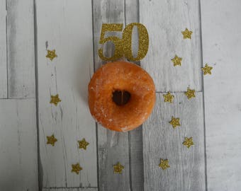 50th Birthday Cupcake Toppers, 50th Birthday Party, Glitter Cake Toppers, Number Cake Toppers, 50th Birthday Decor, Party Supplies