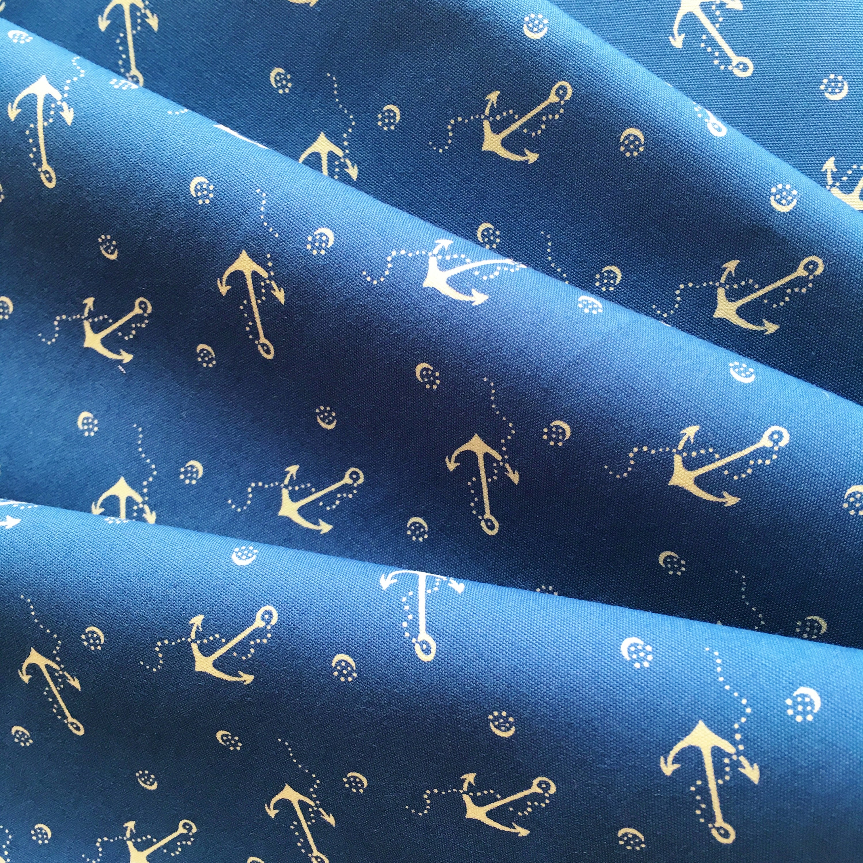 Anchor nautical fabric sailing boat fabric navy French