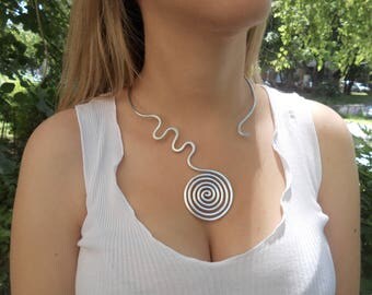 Modern necklace Adjustable necklace Statement necklace Stylish necklace Spiral necklace Swirls necklace Fantasy necklace Original necklace