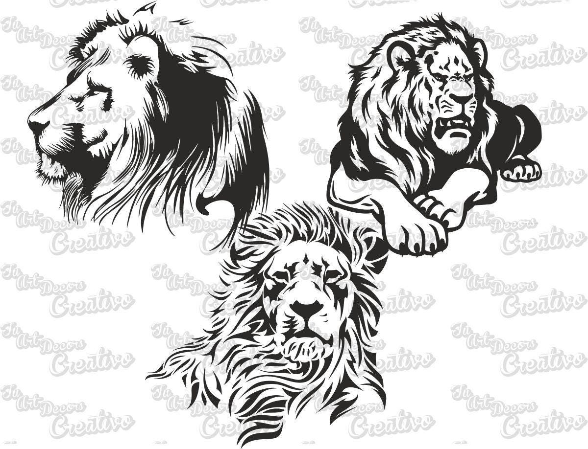 Siluetas leon SVG archivo de corte, vinilo Animales africano leones ...