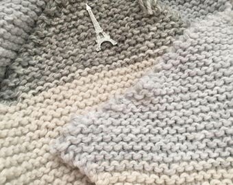 Wool blanket baby alpaca and cotton rectangular 70x70cm