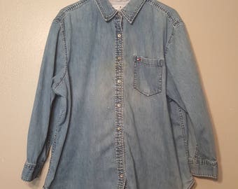Vintage Womens Tommy Hilfiger Jean Button Up