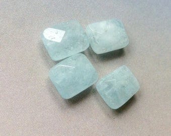4 Superior Quality Aquamarine Beads, 10mm, Oblong Cushion Shape Beads, Genuine Aquamarine, Aquamarine Earrings, Aquamarine Pendant