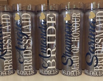Personalized Tumbler, Bridesmaid tumbler, Bridesmaid Gift, bridal party gift,bachelorette party, skinny tumbler, bridesmaid proposal