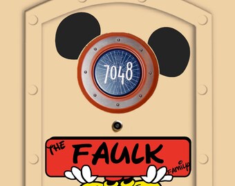 Disney Cruise Door Magnets Mickey Mouse with ears and personlized name banner (not paper) choose more info on ears
