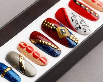 LIMITED EDITION Harley Quinn Press on Nails | Suicide Squad | Hand painted Nail Art | Fake Nails | False Nails | Glue On Nails