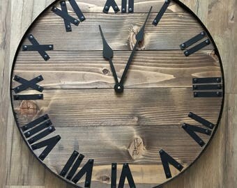 20" Rustic Home Decor, Wall Clock, Rustic Clock, Rustic Wall Decor, Wood Wall Art, Living Room Decor, Farmhouse Clock, Farmhouse Home Decor