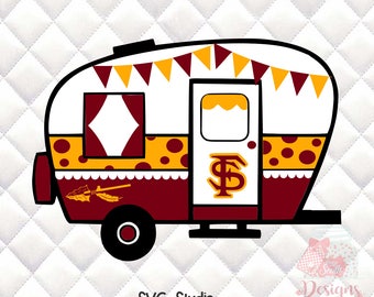 FSU - Florida State Seminoles - Tailgating Camper SVG, Silhouette studio bundle - design download
