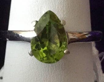 Ring /Pangbai Peridot /Sterling silver / August birthstone /gift