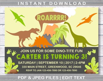 Dinosaur Birthday Invitation, Dinosaur Invitation, INSTANT DOWNLOAD, Dinosaur Birthday, Dinosaur, Dinosaur Birthday Party, Dinosaur Party