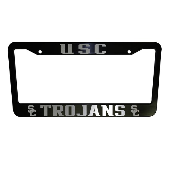 2 PAIR USC TROJANS Black Plastic License Plate Frame Auto