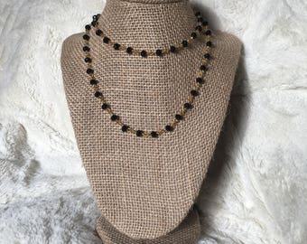 Black Double Wrap Beaded Necklace