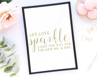 Gold Let Love Sparkle Instant Printable, Sparkler Send Off Sign, Wedding Sign, Printable signs, Wedding printable, DIY Printable