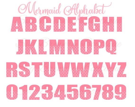 Download Mermaid alphabet fonts numbers SVG layered PNG DXF