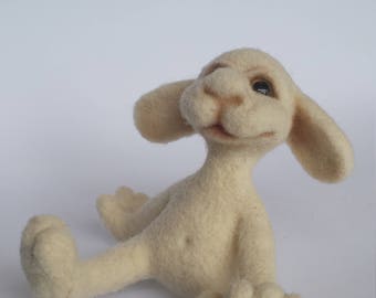 Needle felted,handmade, funny rabbit from merino wool.