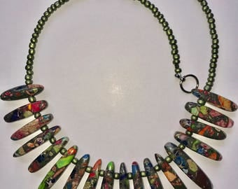 Green (Unakite) Bead Necklace