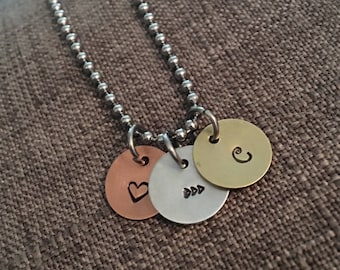Personalized Charm Necklace, Initials, Stamped, Design your own