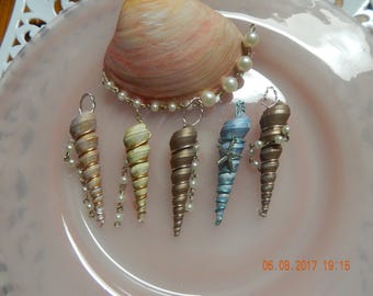 Hand Painted Spiral Shell Pendants
