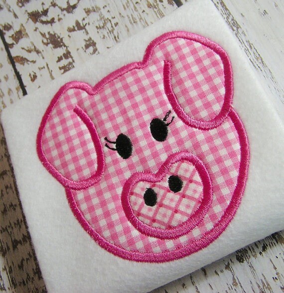 Applique pig machine embroidery instant download design pig