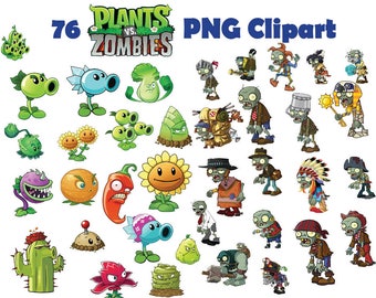 Instand DL -76x Plants VS Zombies clipart - printable Digital Clipart Graphic Instant Download