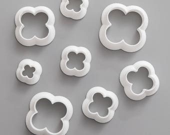 Cutter set (CLOVER#1), Metalclay Cutter Set. Polymer Clay Cutter Tools.