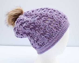 Purple Heather Crochet Beanie – Celtic Weave Peruvian Highland Wool